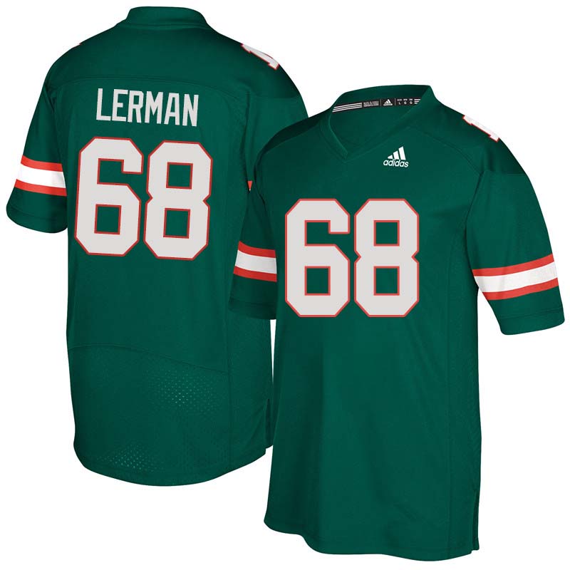 Adidas Miami Hurricanes #68 Zachary Lerman College Football Jerseys Sale-Green - Click Image to Close